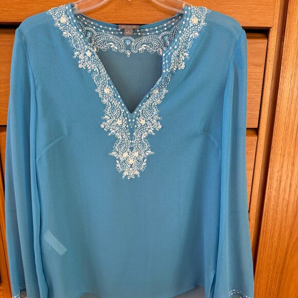 Ann Taylor Tops - Ann Taylor Silk Beaded Tunic - Sz Small